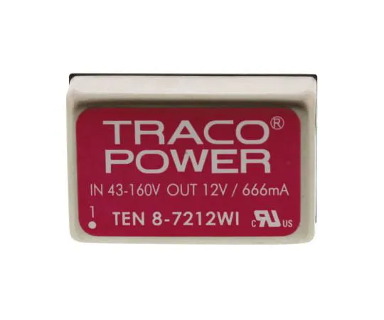 63-5034-61　TRACCOPOWER 10 8WI 8W隔离DC-DC转换器通过孔，电压在43→160 V直流，电压输出12V直流　TEN 8-7212WI
