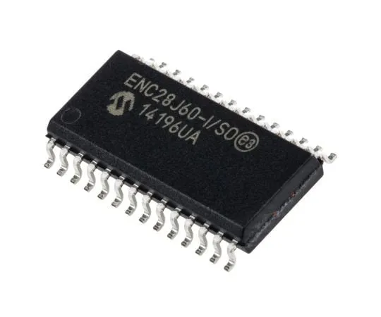 63-4975-92　微芯片ENC28J60-I/SO,以太网控制器，10 Mbps, 100 Mbps, 1000 Mbps SPI,串行SPI, 3.3 V,28-PinSOIC　ENC28J60-I/SO