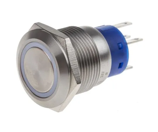 63-6775-15　RS PRO单杆双抛 (SPDT) 瞬间白光LED按键开关，IP67, 19.2 (Dia。) mm,面板安装，24V　111-3780