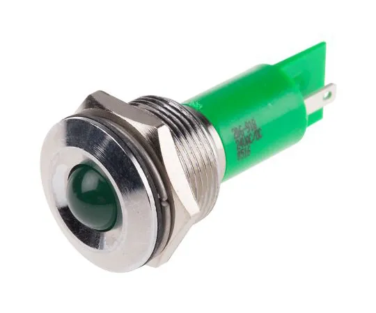 63-6583-60　RS PRO绿色指示器，24 V交流/直流，19mm安装孔尺寸，焊点终止，IP67　206-918