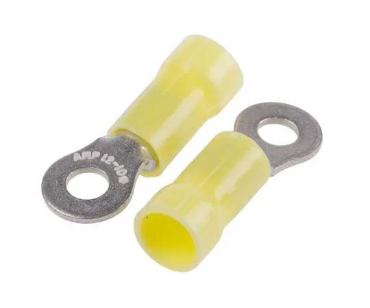 63-6735-66　Insulated Round Crimp Terminal Plastic Grip Inner Diameter: 4.34 mm Stud Diameter: M4 Yellow 12 AWG　34853