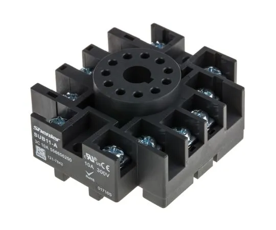 63-6809-13　RS PRO继电器插座，用于RS PRO RUB继电器11针，DIN导轨，300V　121-7842