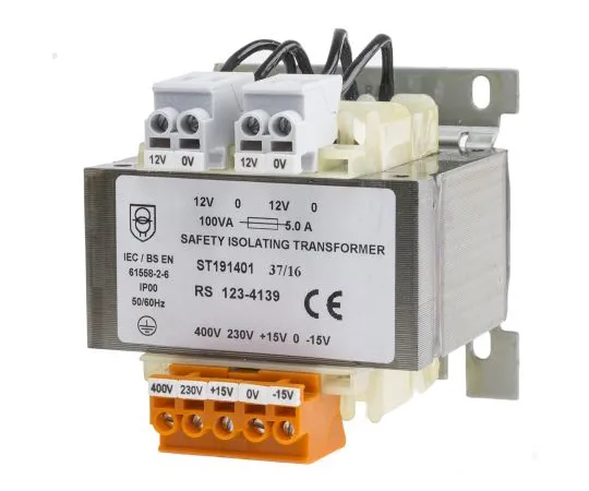 63-6890-85　RS PRO100VA隔离变压器，15→400V交流主变，12V交流副变　123-4139