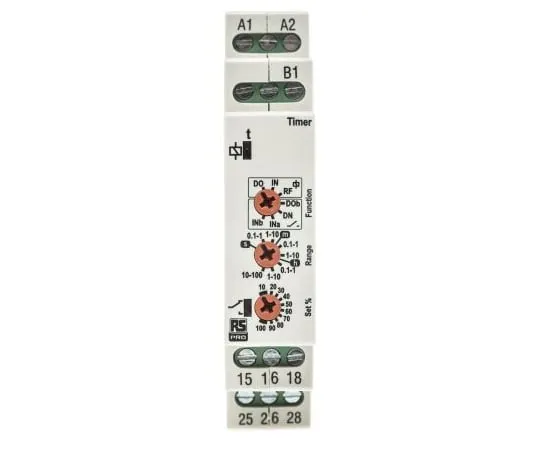 63-6743-05　RS PRO DPDT时延继电器，12→230Vac/dc, DIN导轨安装　102-6123