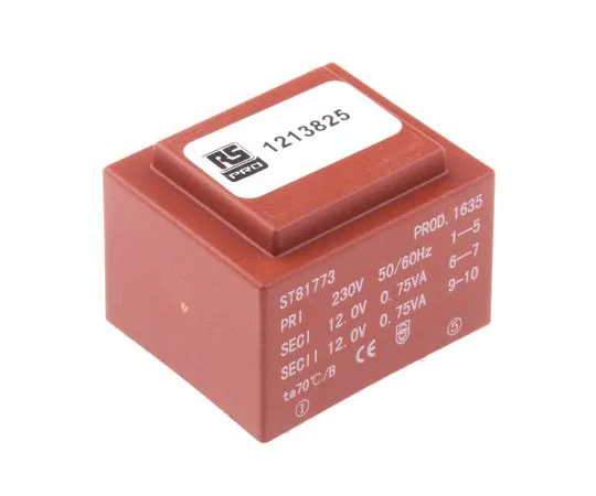 63-6789-43　2 x12Vac 2输出PCB安装PCB变压器，1.5VA　121-3825