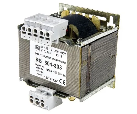 63-6680-23　RS PRO100VA隔离变压器，230 V交流电，245 V交流电，400 V交流电，415 V交流电初级1倍，±12V交流电二级　504-303