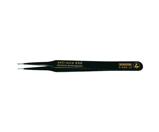 63-6549-39　伯恩斯坦电子工具120毫米，防磁不锈钢，弯管，ESD防酸镊子　5-068-13