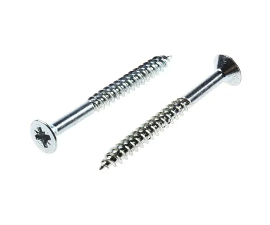 63-6693-82　PozidrivCountersunkSteelWoodScrew Bright Zinc Plated,No.8 Thread, 1.3/4in Length　521-197