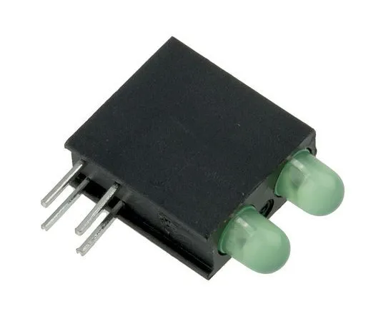 63-5178-53　拨号553-0122F,绿色直角PCB LED指示器，2个LED 3毫米 (T-1) ，通孔　553-0122F