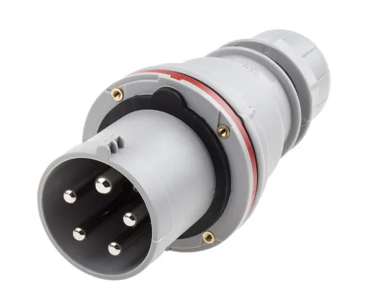 63-6988-53　RS PROIP44红色电缆安装3P+N+E工业电源插头，额定63A, 415 V　125-4438