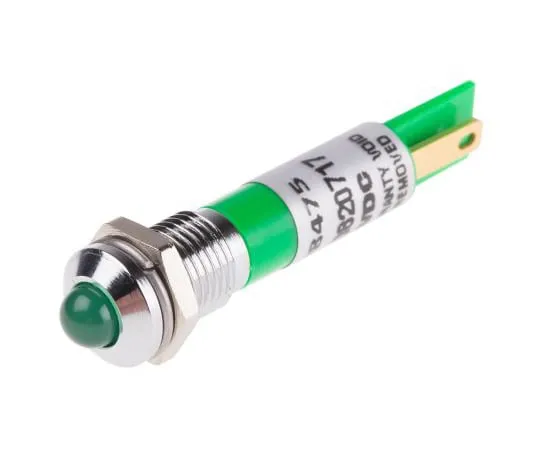 63-6585-18　RS PRO绿色闪烁LED指示灯，12 V直流，8毫米安装孔尺寸，焊点终止　208-475