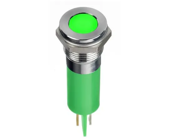 63-6950-42　RS PRO绿色指示器，12 V直流，12mm安装孔尺寸，紧固件，焊条终止，IP67　124-6401