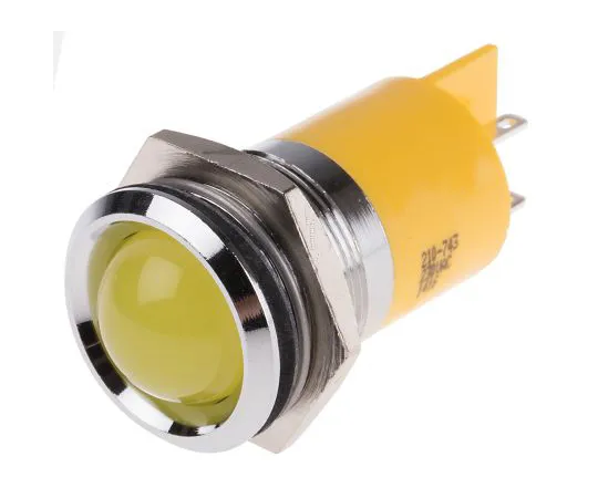 63-6586-89　RS PRO黄色指示器，230 V交流电，22mm安装孔尺寸，标签终止　210-743