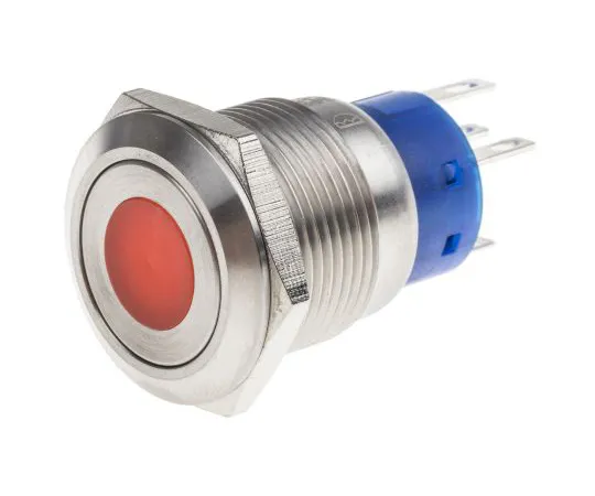 63-6775-28　RS PRO单杆双抛 (SPDT) 锁定红色LED按钮开关，IP67, 19.2 (Dia。) mm,面板安装，250Vac　111-3893