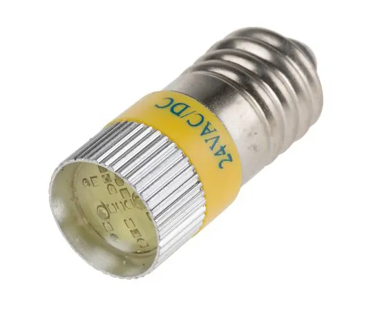 63-6586-21　LED反射器灯泡，E10,黄色，多芯片，10毫米直径，24V直流电。　209-917