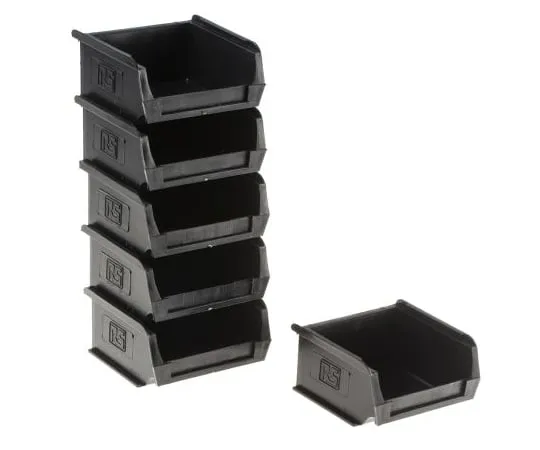 63-5174-33　RS黑色塑料可堆叠式储物盒，50 mm x 100 mm x 90 mm　909-6902
