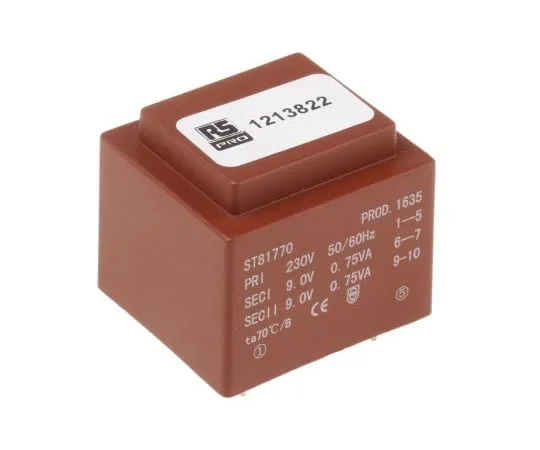63-6789-41　2 x9Vac 2输出PCB安装PCB变压器，1.5VA　121-3822