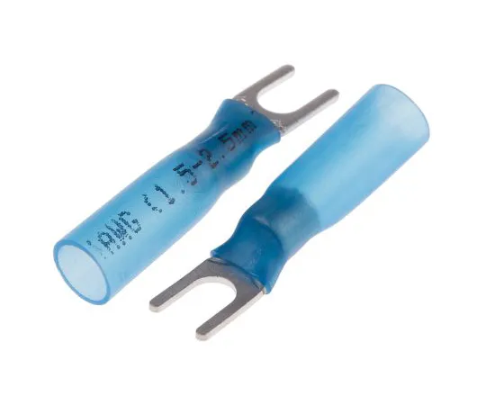 63-6977-82　RS PRO绝缘压痕铁锹连接器，1.5mm2至2.5mm2,16AWG至14AWG,M3.7 (#6) 螺柱尺寸HDPE,蓝色　125-1972