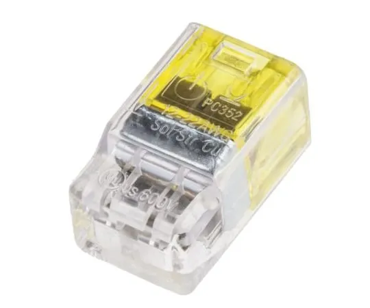 63-6992-41　TE Connectivity2299514-1Push Wire Terminal, 0.5→2.5 mm2, 22→12 AWG, Yellow, 2 Way　2299514-1