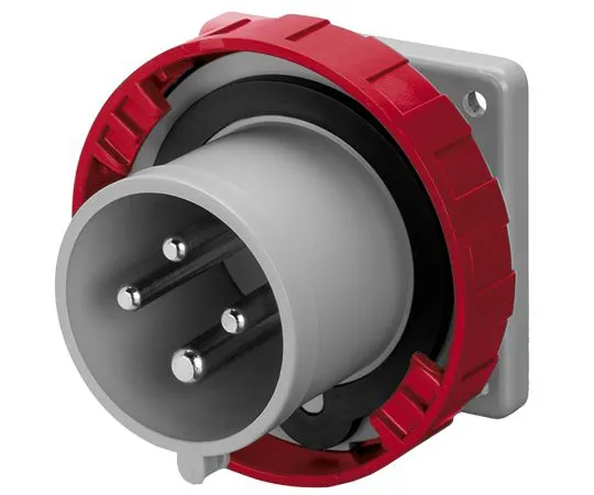 63-6988-66　RS PROIP67红色面板安装3P+E工业电源插头，额定32A, 415 V　125-4465