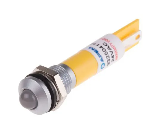 63-6582-26　RS PRO黄色指示器，24 V交流/直流，8毫米安装孔尺寸，焊点终止，IP67　204-956