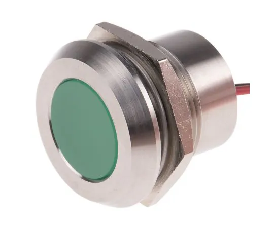 63-6882-81　RS PRO绿色指示器，24 V直流，22mm安装孔尺寸，导线终止，IP67　123-2428