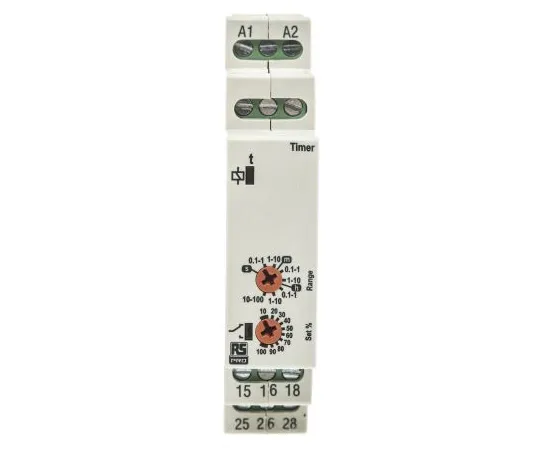 63-6743-07　RS PRO DPDT时延继电器，ON Delay, 12→230Vac/dc, DIN导轨安装　102-6125
