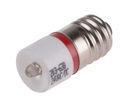 63-6581-28　LED反射器灯泡，E10,红色，单芯片，10毫米直径，24V交流/直流电。　203-638