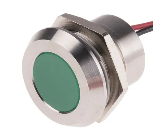 63-6882-82　RS PRO绿色指示器，28 V直流，22mm安装孔尺寸，导线终止，IP67　123-2429