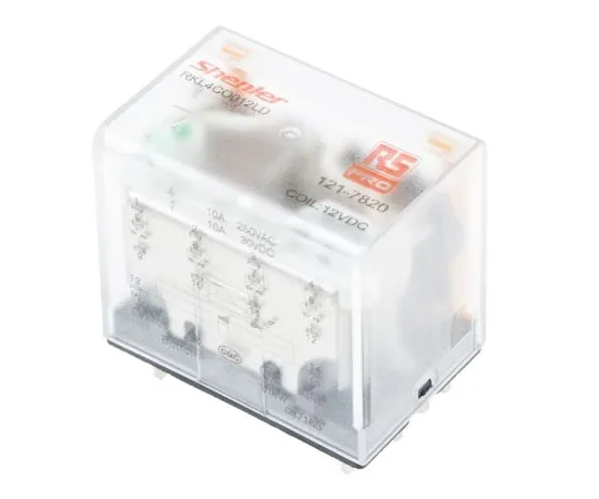 63-6808-98　RS PRO,12V直流线圈非锁定继电器4PDT,10A开关电流插头，4极　121-7820