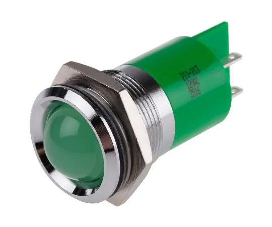 63-6587-22　RS PRO绿色指示器，12 V, 22mm安装孔尺寸，焊点终止　211-213