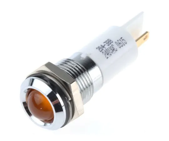 63-6581-86　RS PRO橙色霓虹灯指示器，240 V交流电，14.5mm安装孔尺寸，焊点终止，IP40　204-388