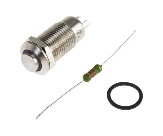 63-6780-26　RS PRO单杆单掷 (SPST) 锁定白光LED按钮开关，IP65,IP67, 12 (Dia。) mm,面板安装，24V　111-6522