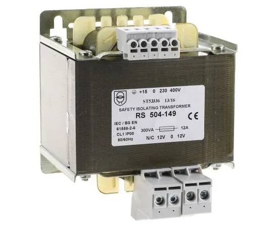 63-6680-09　RS PRO300VA隔离变压器，230 V交流电，245 V交流电，400 V交流电，415 V交流电初级1倍，±12V交流电二级　504-149