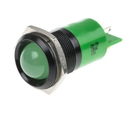 63-6586-07　RS PRO绿色指示器，130 V交流电，22mm安装孔尺寸，标签终止，IP67　209-759