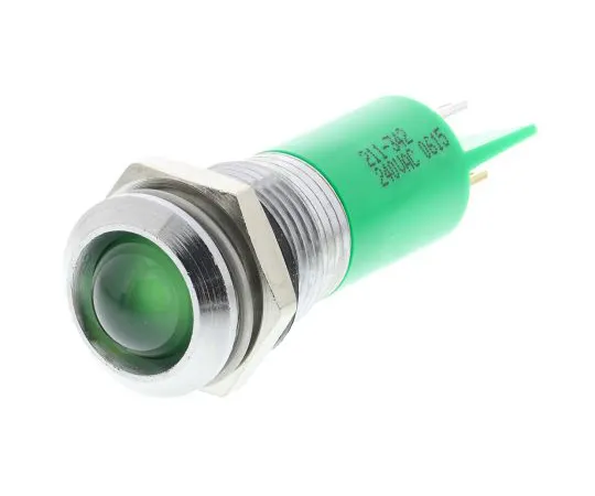63-6587-30　RS PRO绿色霓虹灯指示器，240 V,14.5mm安装孔尺寸，焊点终止，IP40　211-342