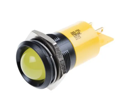 63-6582-75　RS PRO黄色指示器，230 V交流电，22mm安装孔尺寸，标签终止，IP67　205-791
