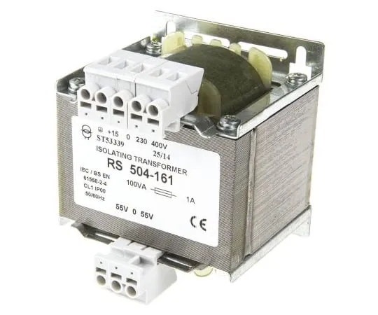 63-6680-12　RS PRO100VA隔离变压器，230 V交流电，245 V交流电，400 V交流电，415 V交流电初级1倍，±55V交流电二级　504-161