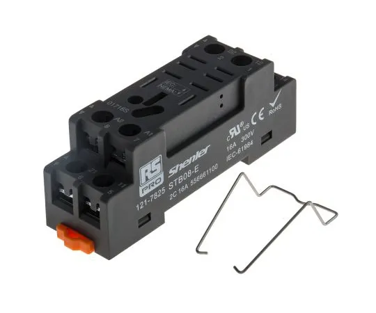 63-6809-02　RS PRO继电器插座，用于RS PRO RKL继电器DPDT8针，DIN导轨，300V　121-7825