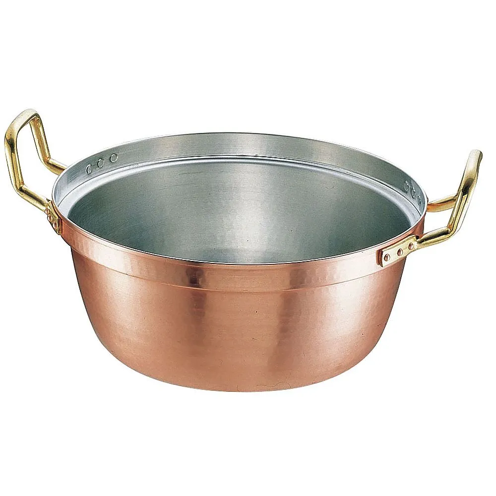 62-6341-51　SA Copper Hot Pot with Circle, Both Hands (With Tin Drawing) 36 cm