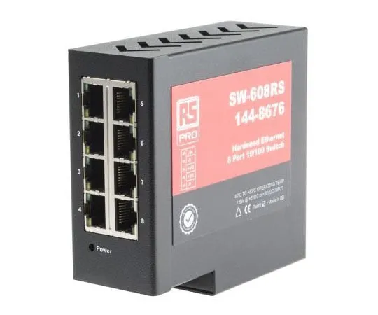 63-7374-31　RS PRO 8RJ45端口DIN导轨安装以太网交换机10/100Mbit/s　144-8676