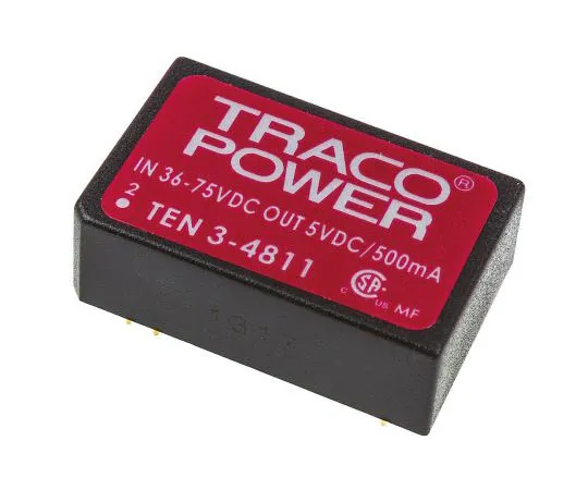 63-7429-27　TRACOPOWER 10 3 3W隔离直流-直流换流器通孔，电压在36→72 V直流，电压在5V直流　TEN 3-4811