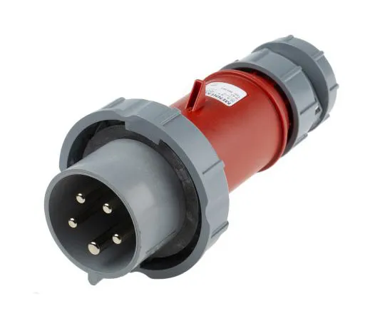 63-7439-87　Mennekes PowerTOP系列，IP67红色电缆安装3P+N+E工业电源插头，额定32A, 415 V　3853