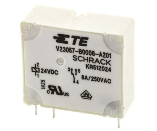 63-7452-12　TE ConnectivityE SPDT非锁定继电器PCB安装，24V直流线圈，8A　8-1393215-1