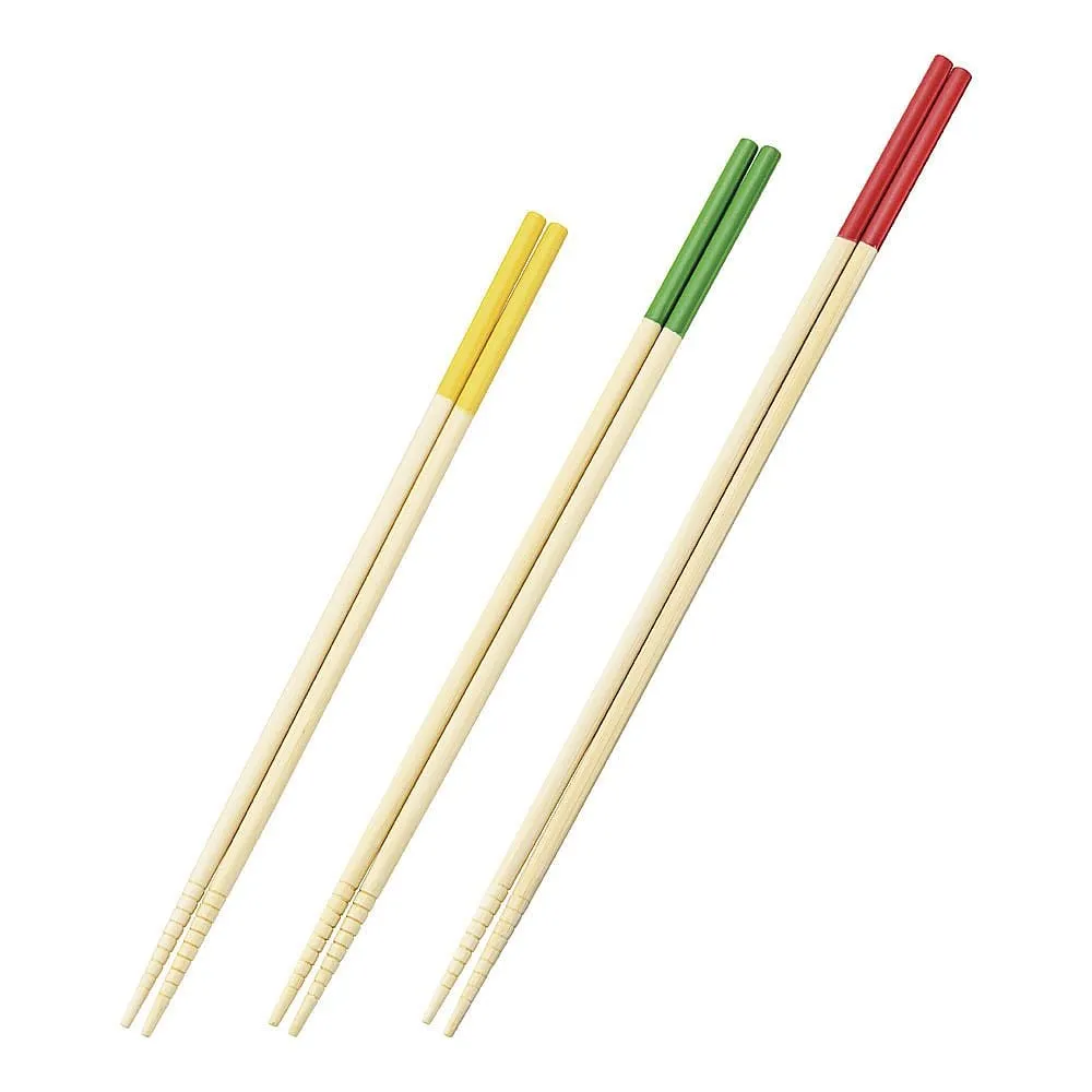 62-6446-93　Color Bamboo Chopsticks 3-Piece Set (27 cm, 30 cm, 33 cm) 1 Set (3 Pieces)