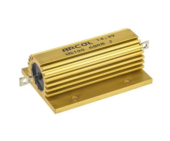 63-7347-42　ArcolHS100系列铝合金厚板轴向线材贴装电阻，680Ω±5% 100W　HS100 680R J