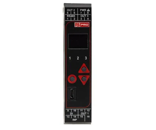 63-7374-32　RS PRO DIN导轨PID温度控制器，22.5 x 110mm 1输入，3输出切换继电器，继电器，SSR, 100→　144-8681