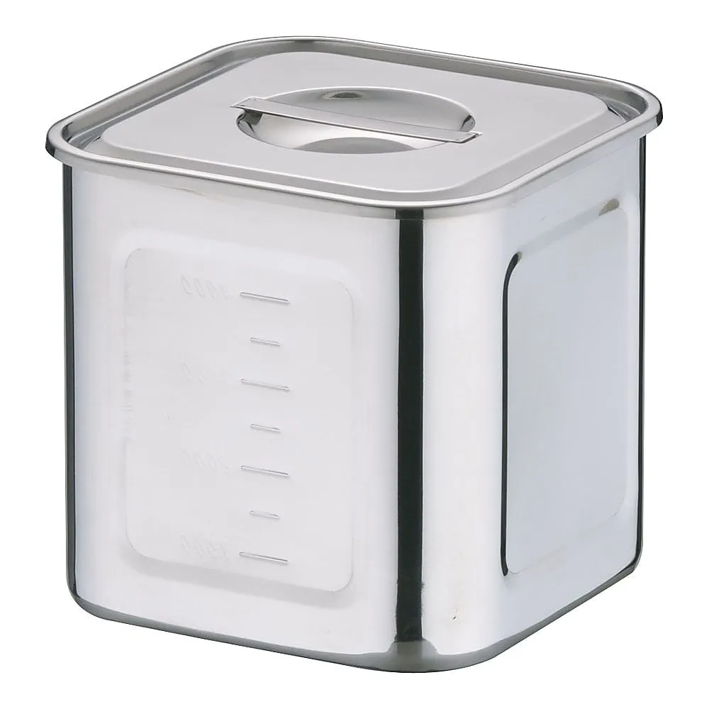 62-6386-12　18-8 Deep Square Kitchen Pot with Scale 18 cm　AKK06018
