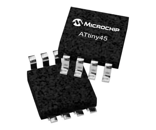 63-7029-18　微芯片技术ATTINY45V-10SU,8位AVR微控制器，10MHz,4kB闪存，8针EIAJ SOIC　ATTINY45V-10SU
