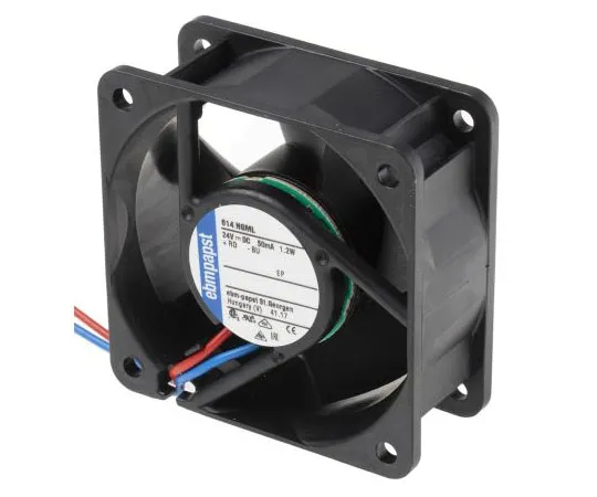 63-7490-84　ebm-papst600N系列轴向风扇，60 x 60 x 25.4mm,25m3/h,1.2W, 24 V直流　614NGML